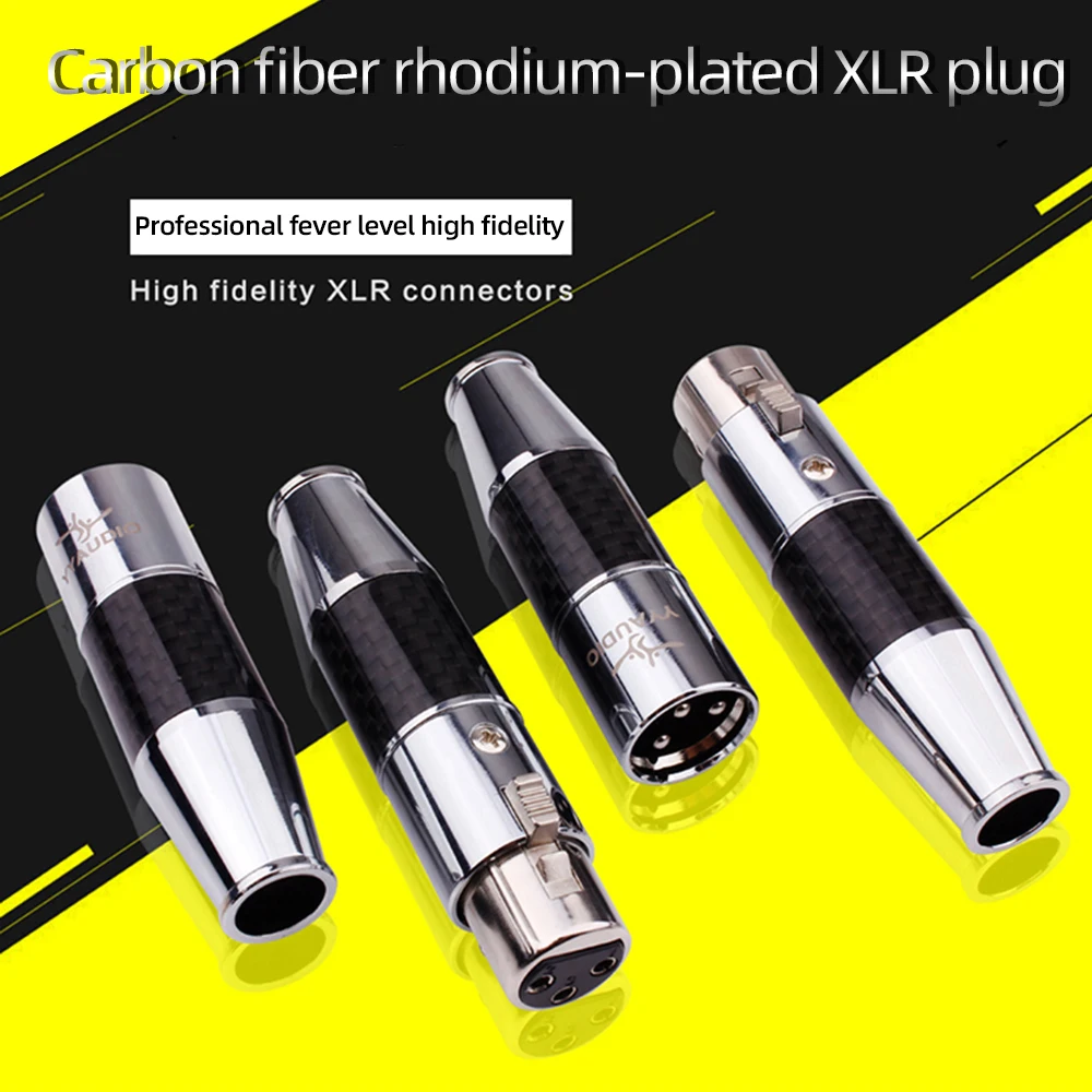 

Free shipping Carbon Fiber XLR connector plug Female Male 3 pins hifi xlr plugs for DIY cable