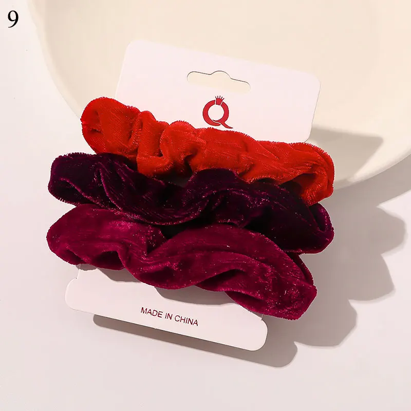 

3PCS Vintage Velvet Scrunchie Leopard Scrunchies Set Elastic Hair Bands Headband Ponytail Holder Ties Rope Hair Accessories Gift