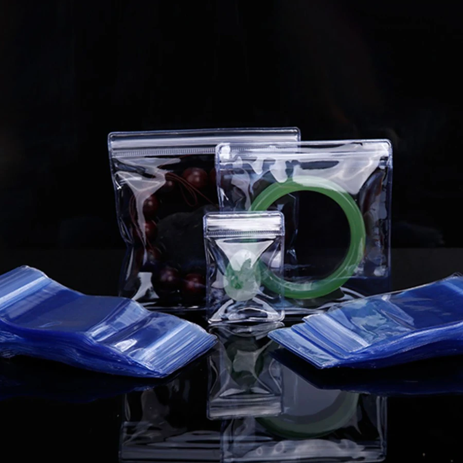 

10Pcs PVC Self Sealing Zip Lock Bag Clear Plastic Jewelry Storage Bags Thick 0.25/0.48mm