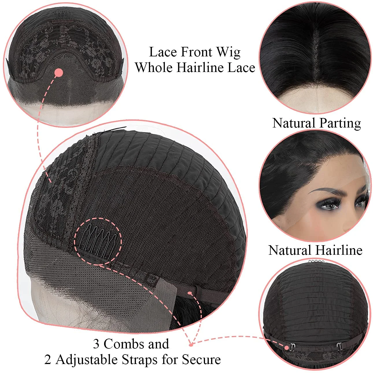 

Kryssma Lace Front Wig For Women Black Body Wave Wig Glueless High Temperature Fiber Wig With Natural Hairline Synthetic wigs