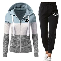 autumn tracksuit woman zipper patchwork hoodiepants set long sleeve sweatshirts and trousers 2 piece outfits winter clothing