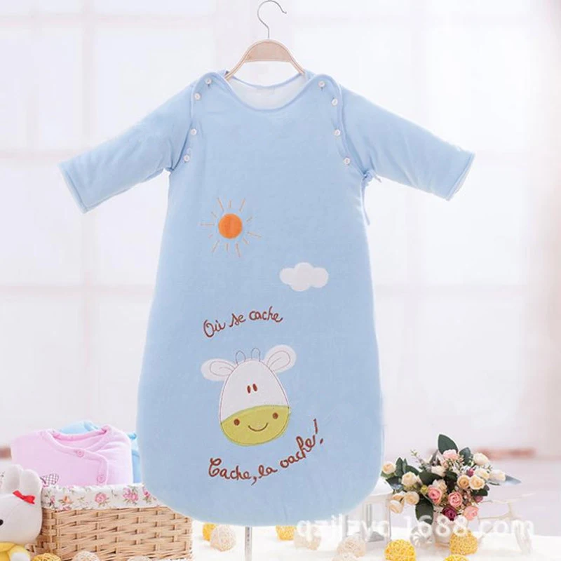 Детский спальный мешок детский с длинным рукавом хлопковый теплый зимний для