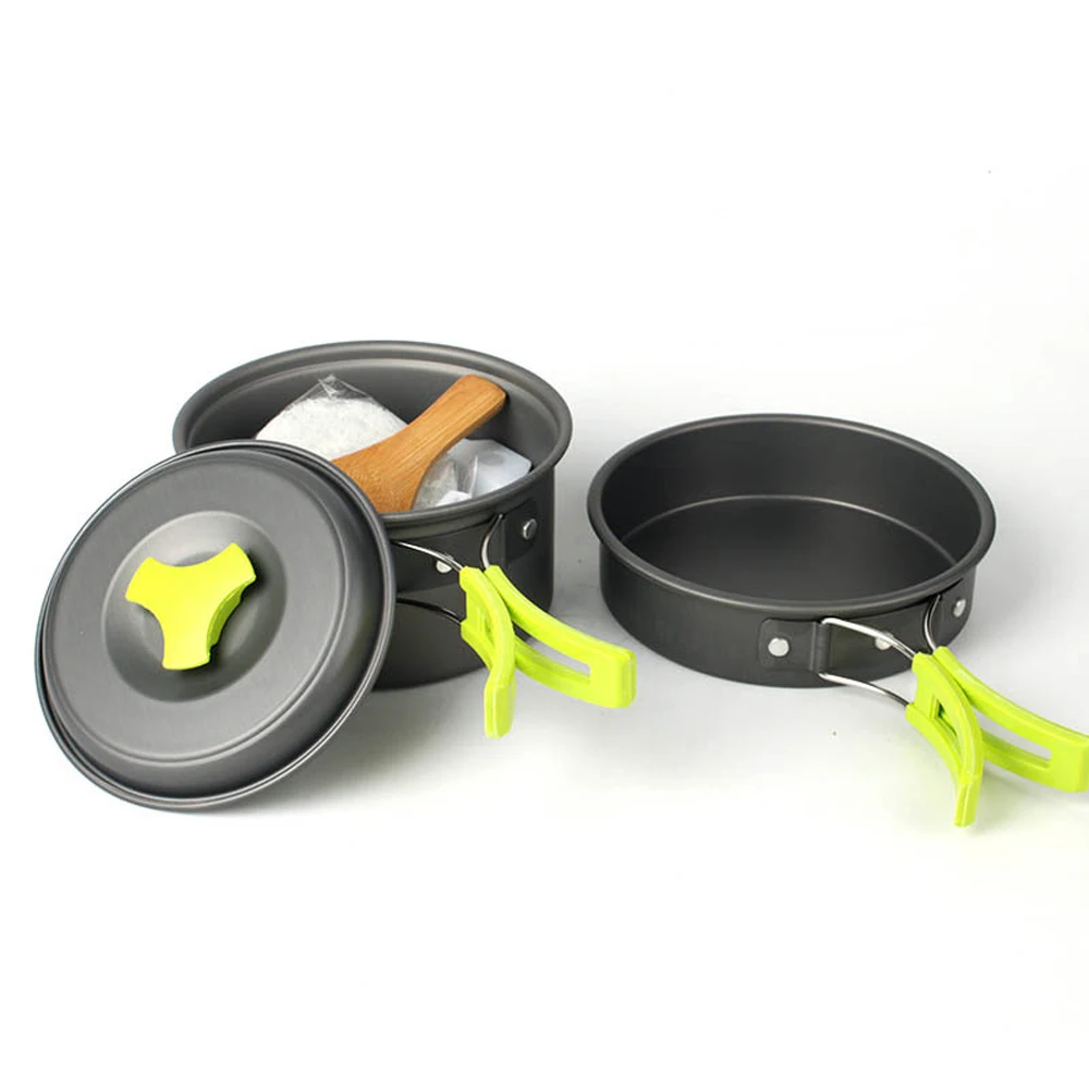 

6pcs/set Portable 2-3 Persons Cookware Bowl Pot Spoon for Outdoor Camping Hiking Backpacking Travel Tableware Picnic Accessories