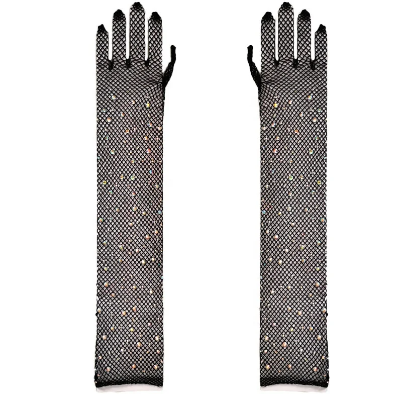 Сексуальные сетчатые перчатки Gantlet прозрачные кружевные черные эластичные