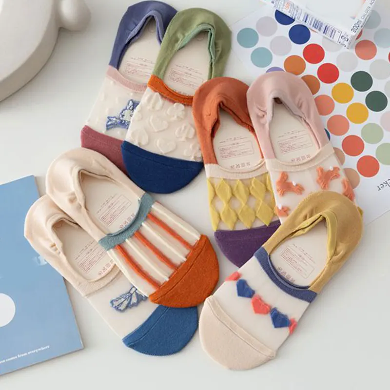 

Women Floral Print Summer Socks Cotton Short Socks Female Japanese Style Harajuku Retro Casual Print Blossoms Breathable