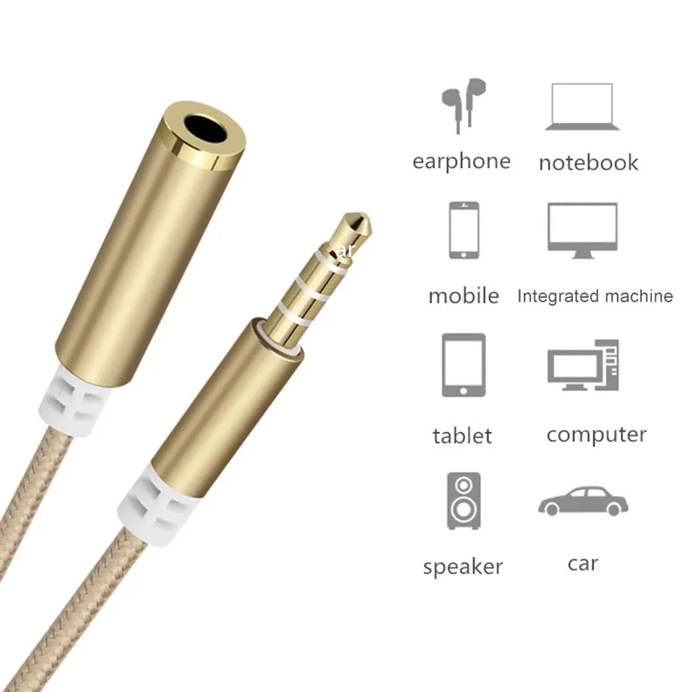 Новый Плетеный Удлинительный аудиоадаптер типа Папа мама 3 5 мм кабель для