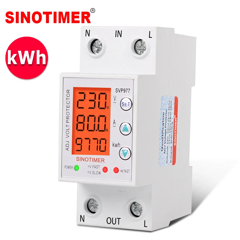 

3in1 LCD Display 220V Adjust Over and Under Protector Voltage Relay Current Protection Device Voltmeter Ammeter Energy kWh Meter