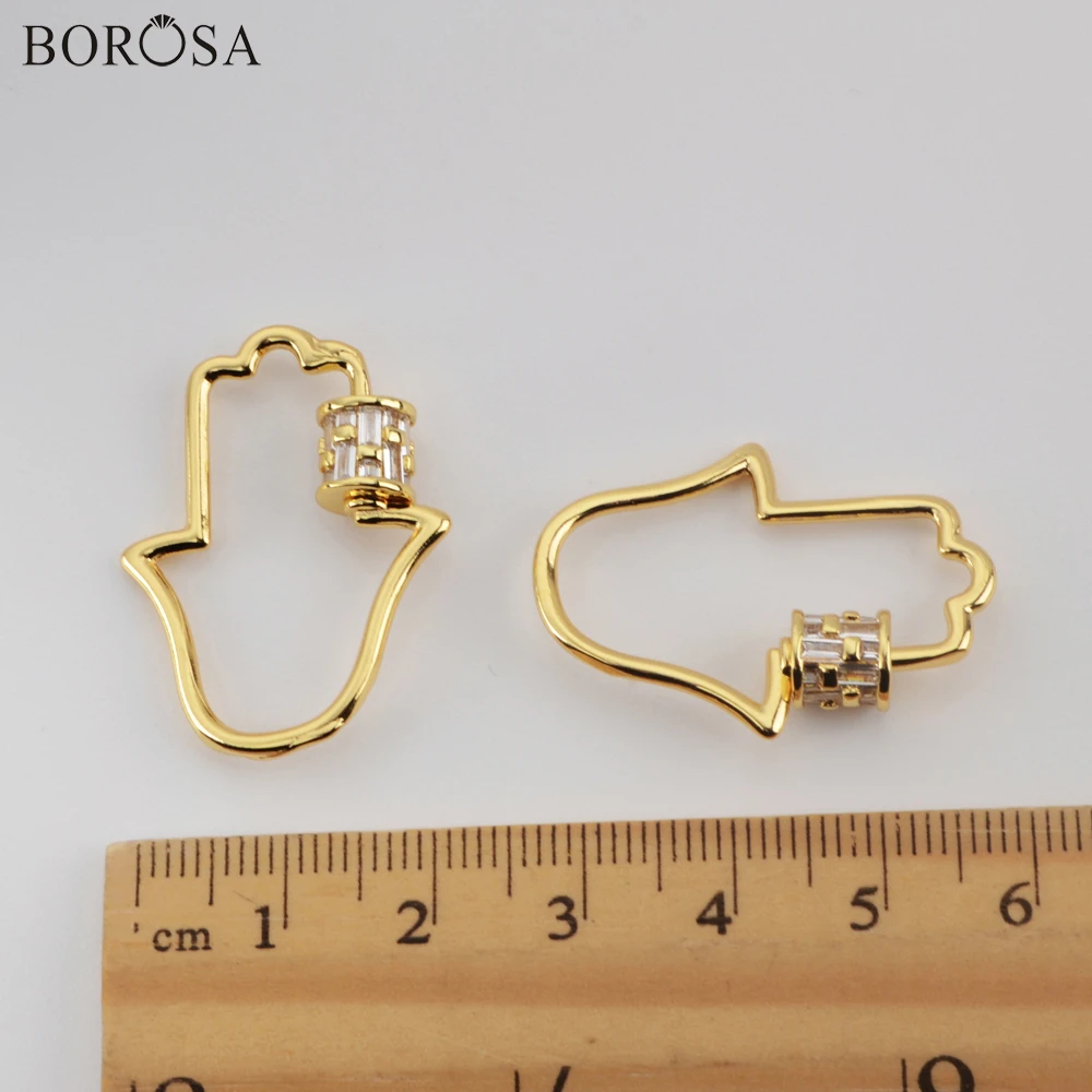 

BOROSA Micro Paved CZ Spiral Screw Lock Hand Gold Clasp Charm Fastener Clasps Jewelry Accessories for Necklace Women WX1346