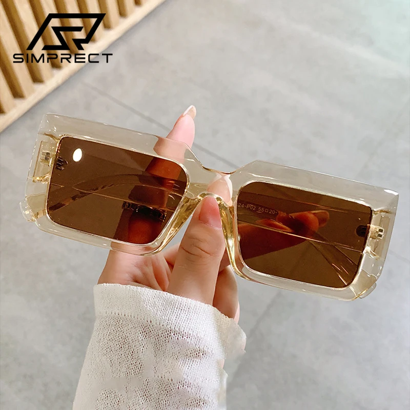 

SIMPRECT Square Polarized Sunglasses Women 2022 Luxury Brand Designer Rectangle Sun Glasses Fashion Vintage Shades For Women