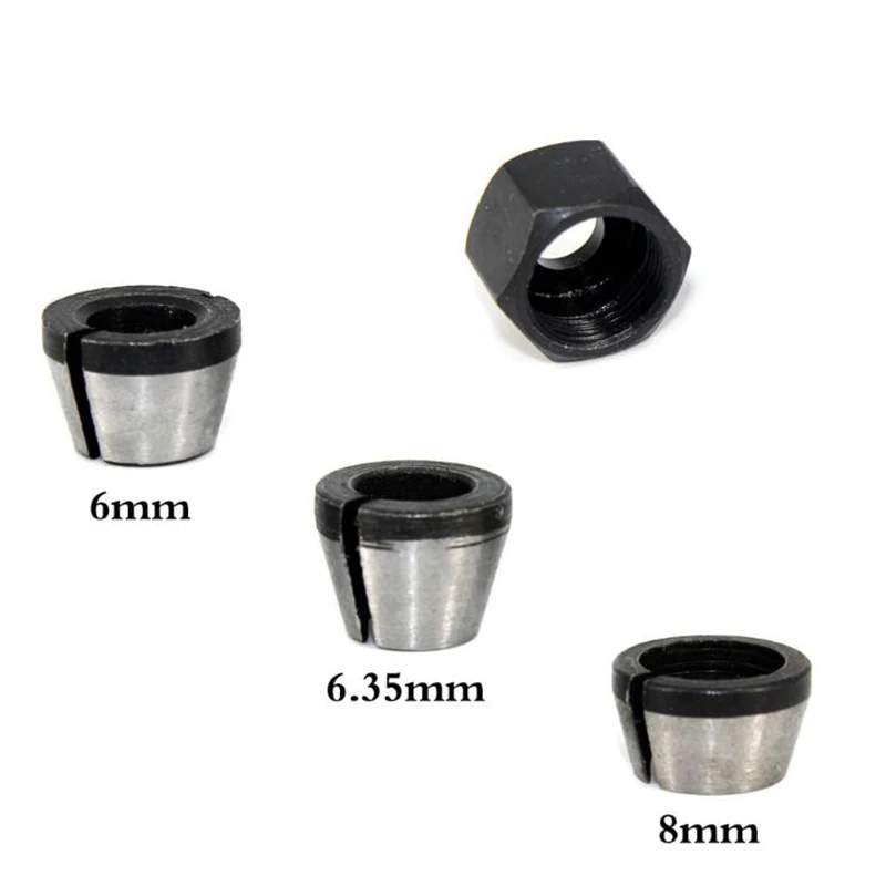 

6mm 6.35mm 8mm Collet Chuck Adapter with Screw Nut Electric Router Collet Chuck for Engraving Trimming Bit Machine
