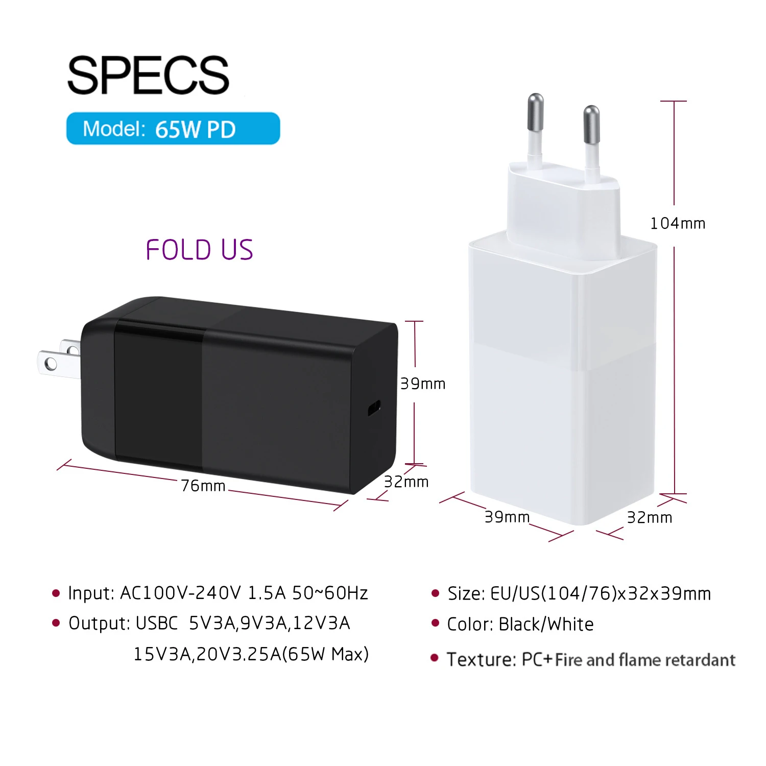 usb c charger 65w gan pd3 0 fast charging power delivery adapter for macbook asus huawei for iphone galaxy laptop phone charger free global shipping