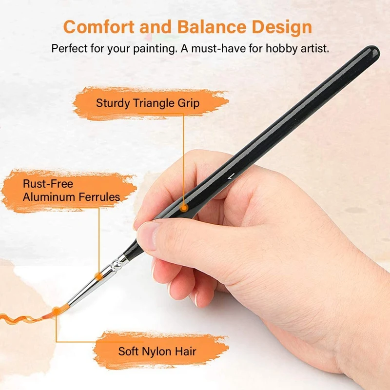 

15Pcs Miniature Paint Brush Detail Brushes Set with Triangular Handle