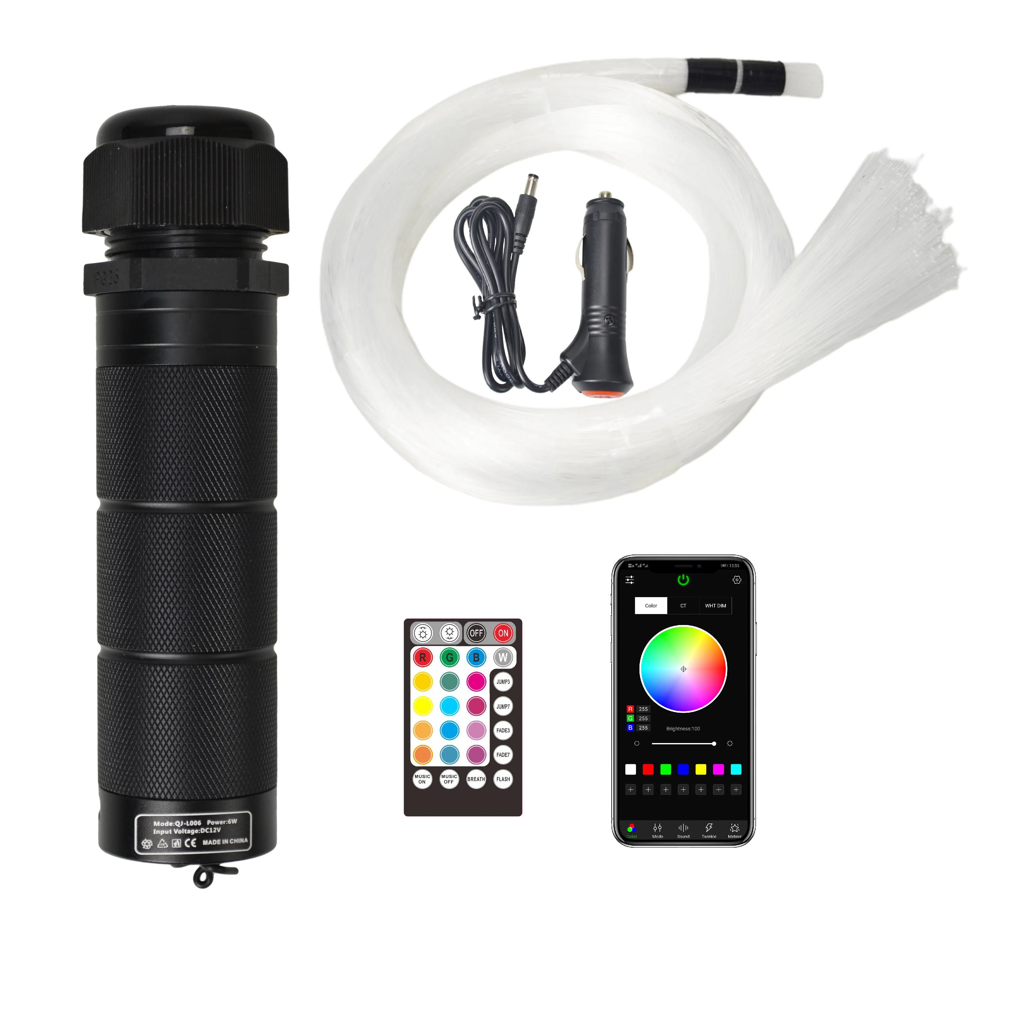 

Световая звезда на крышу автомобиля, 12 В постоянного тока, 6 Вт, RGBW, Светодиодная звезда из оптоволокна, комплекты потолочных светильников 2 м...