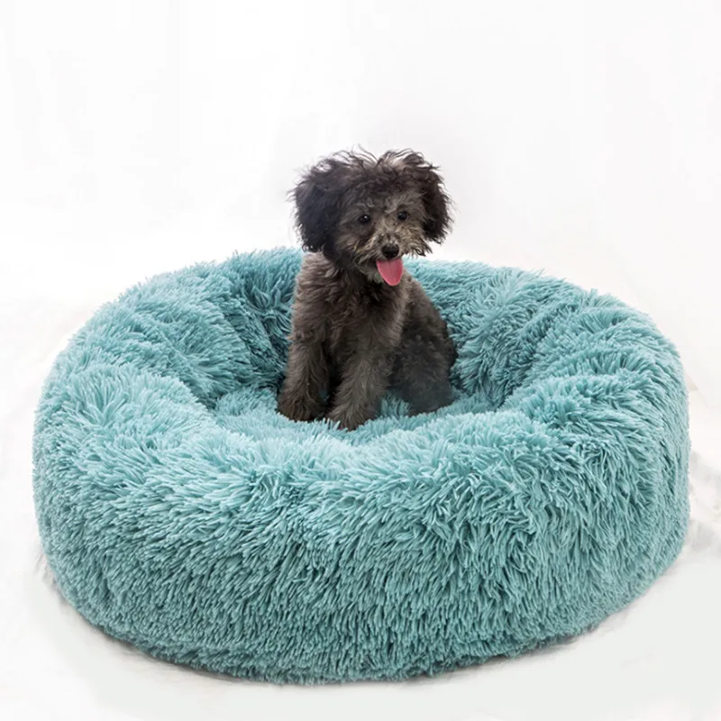 Мягкая теплая круглая кровать для домашних питомцев удобное гнездо животных