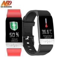 no borders t1s smart watch band with temperature measure ecg heart rate blood pressure monitor weather forecast drinking remind