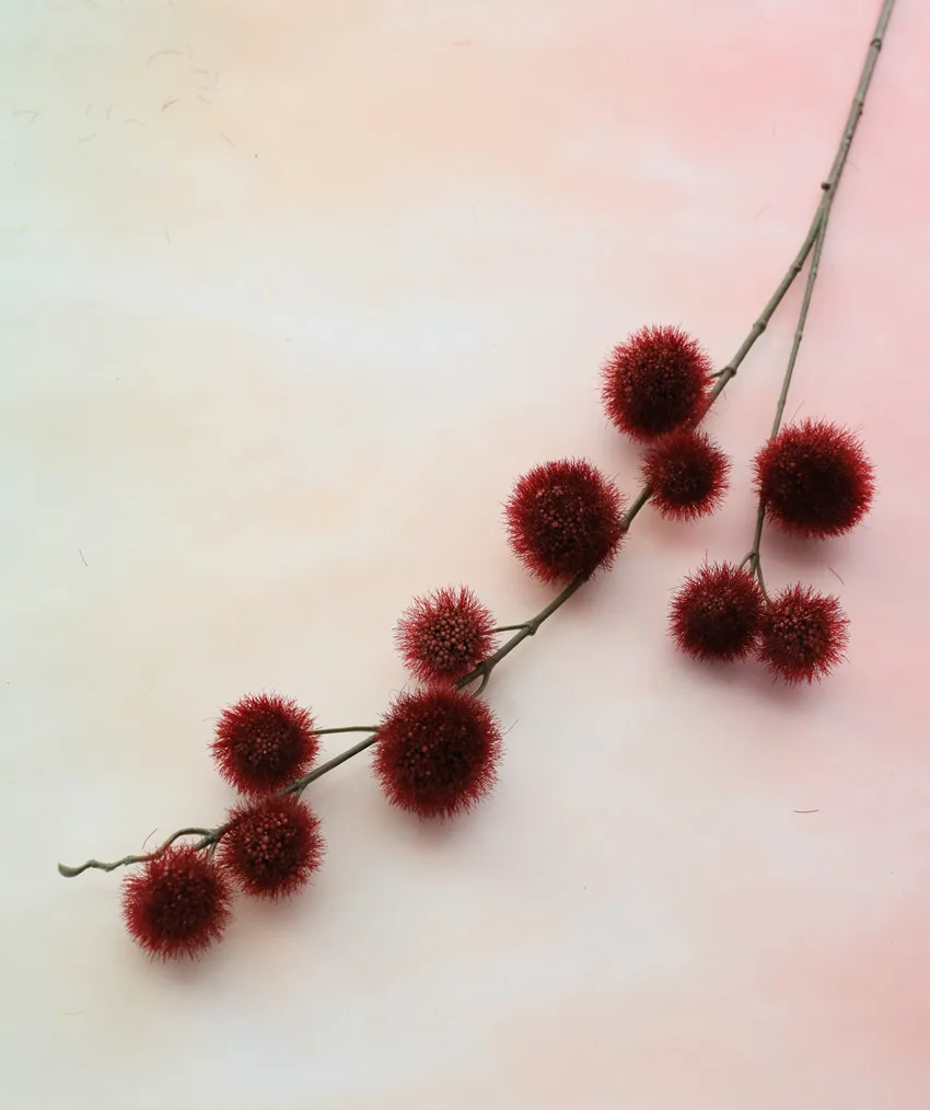 Wine Red Шары из искусственных цветов длинная ветка для дома Рождественские Свадебные украшения Пластиковые поддельные растения венок Флер искусственное - Цвет: Wine Red