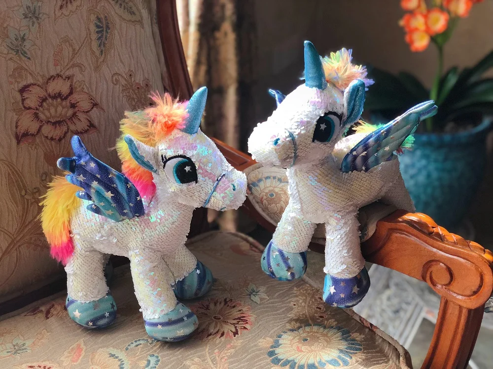 Флип с блестками Единорог 28 см Блестящий набитый единорог плюшевые игрушки