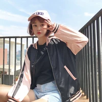 2021 autumn dress korean style color matching line jacket baseball suit coat female
