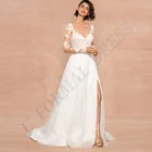 Элегантные длинные пляжные свадебные платья по индивидуальному заказу, свадебные платья с аппликацией, свадебные платья, платья для вечерние Весты, платье для невесты, Прямая поставка