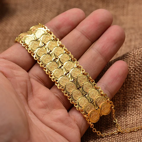 Золотистый телефон и браслет для женщин и мужчин, монетница, браслет, исламский мусульманский арабский стандарт, африканские подарки