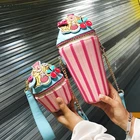 Женская сумка с вышивкой и аппликацией, модная дизайнерская полосатая Сумочка через плечо с мороженым, миниатюрный мессенджер через плечо с клапаном