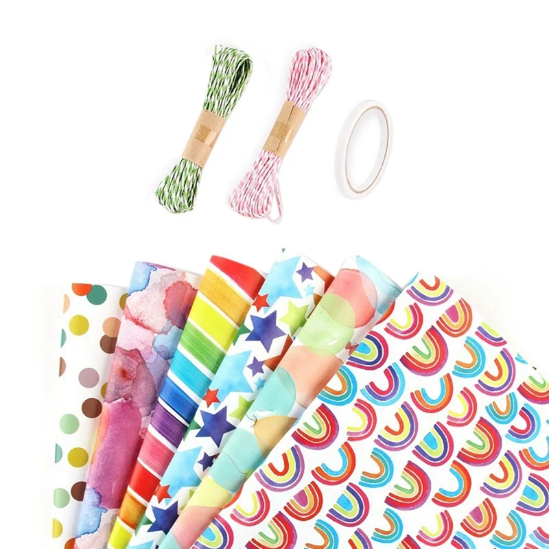 Rainbow Birthday Wrapping Paper,Kids Gift Recyclable Birthda