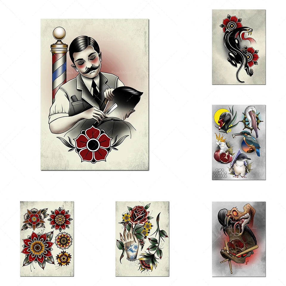 Affiche d'impression de motif tatouage gitan traditionnel