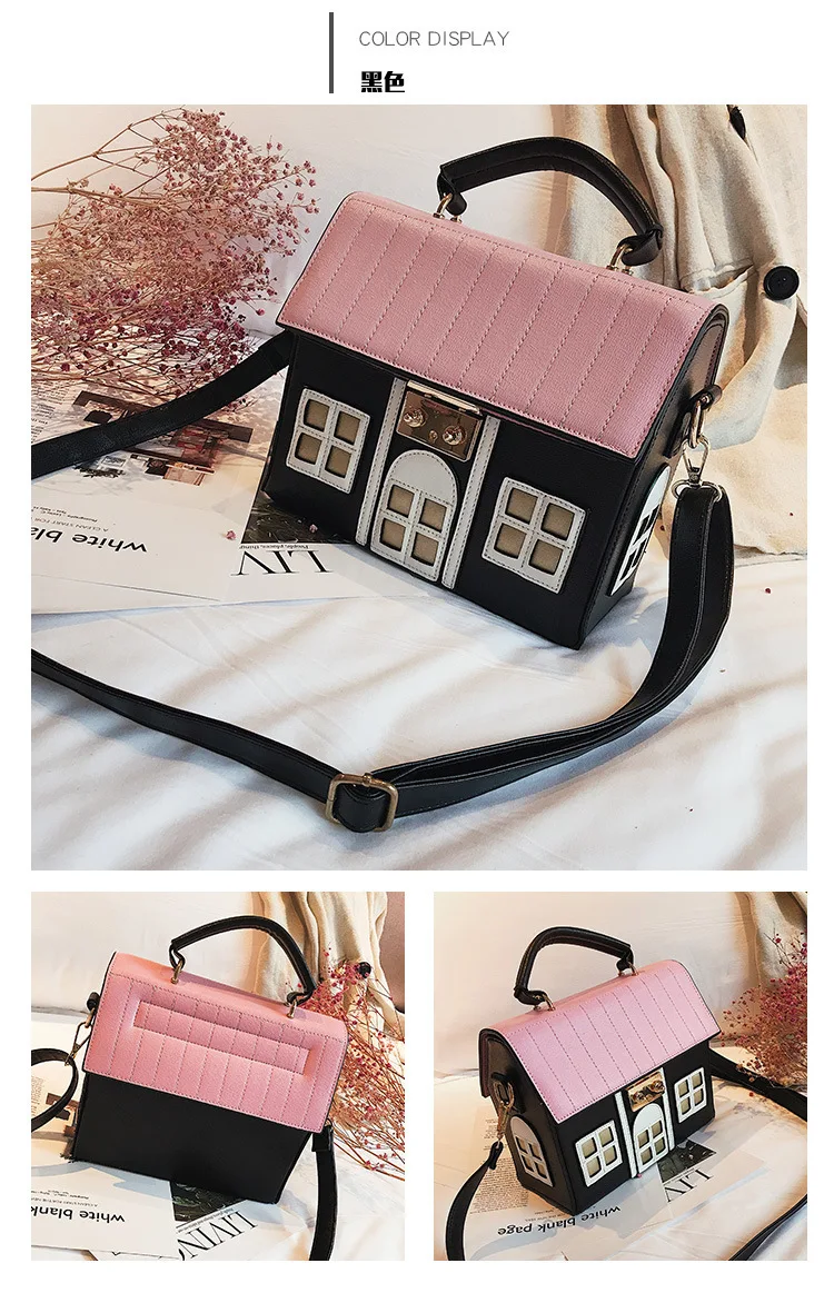 Design Funny Small House Bag Cute Cartoon Crossbody Handbag Women Personality Box Shape Shoulder Bag Fashion Messenger Bag Bolsa