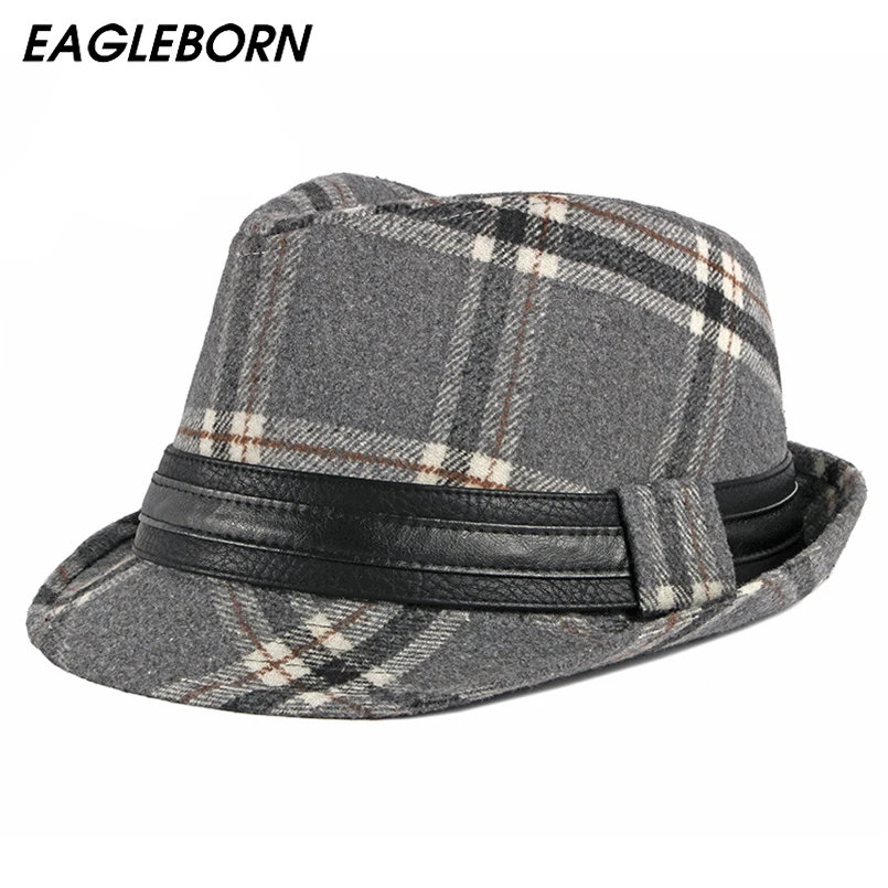 

2022 Autumn Winter Men Women Fedoras Jazz Caps Leisure Lattice Fascinator Fedora Men Cap Hat Church Hats Vintage Hat Stripe Hat