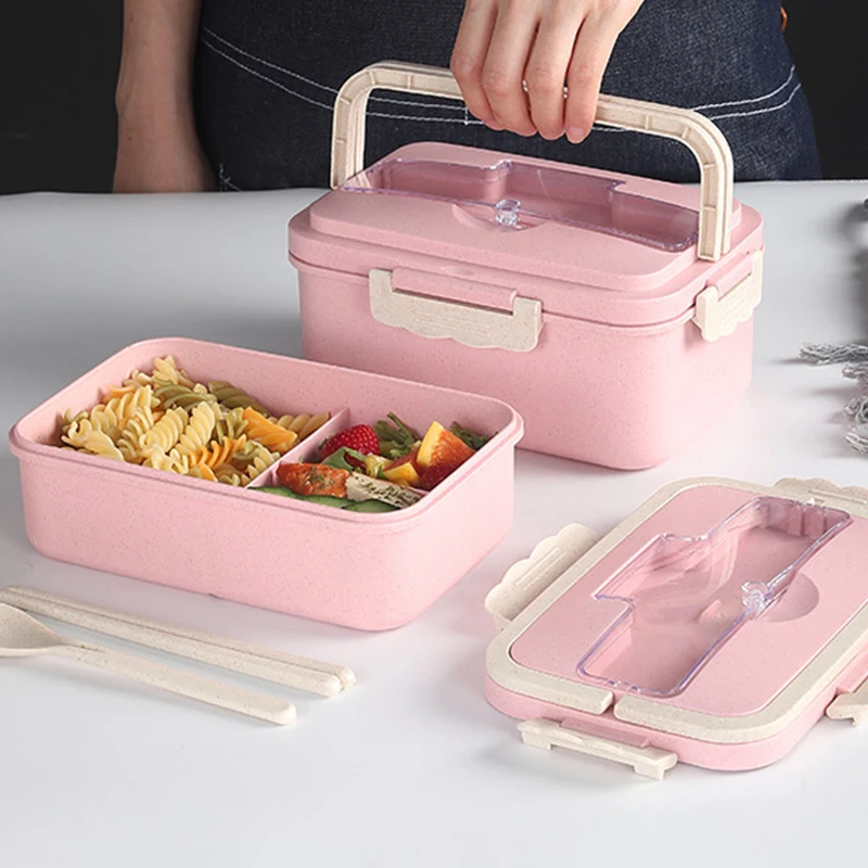 Ланч бокс Bento герметичный с отсеком портативный контейнер для еды из пшеничной