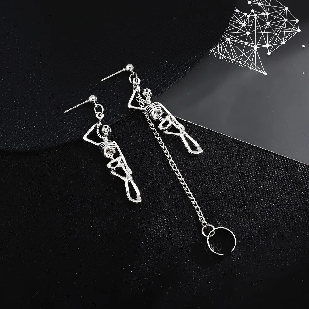 

Vintage Skeleton Skull Dangle Drop Earrings for Women Jewelry Dancer Party Gifts Goth Asymmetric Aretes De Mujer Modernos Punk