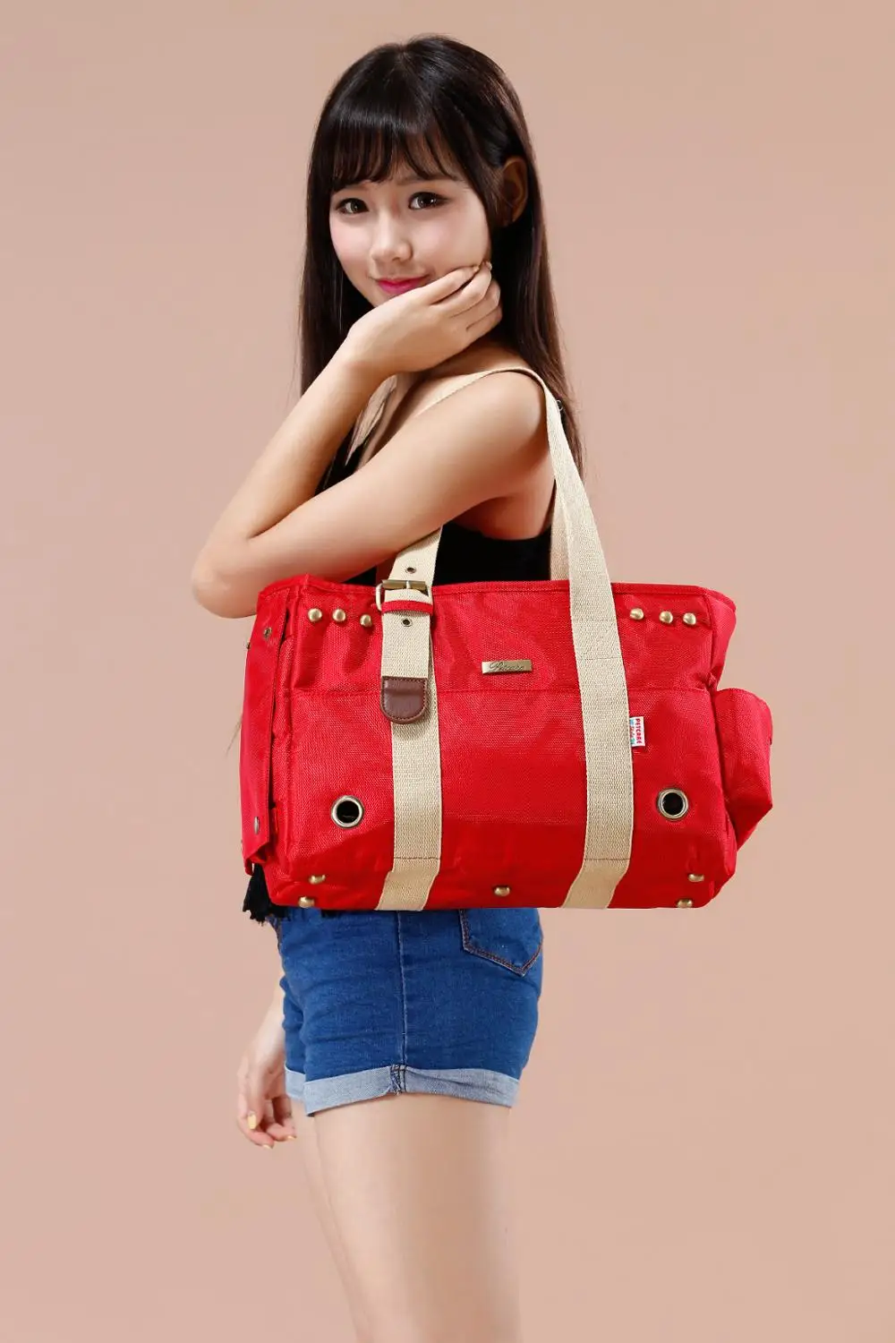 Сумка-переноска для собак и кошек мягкая переноска красного цвета путешествий