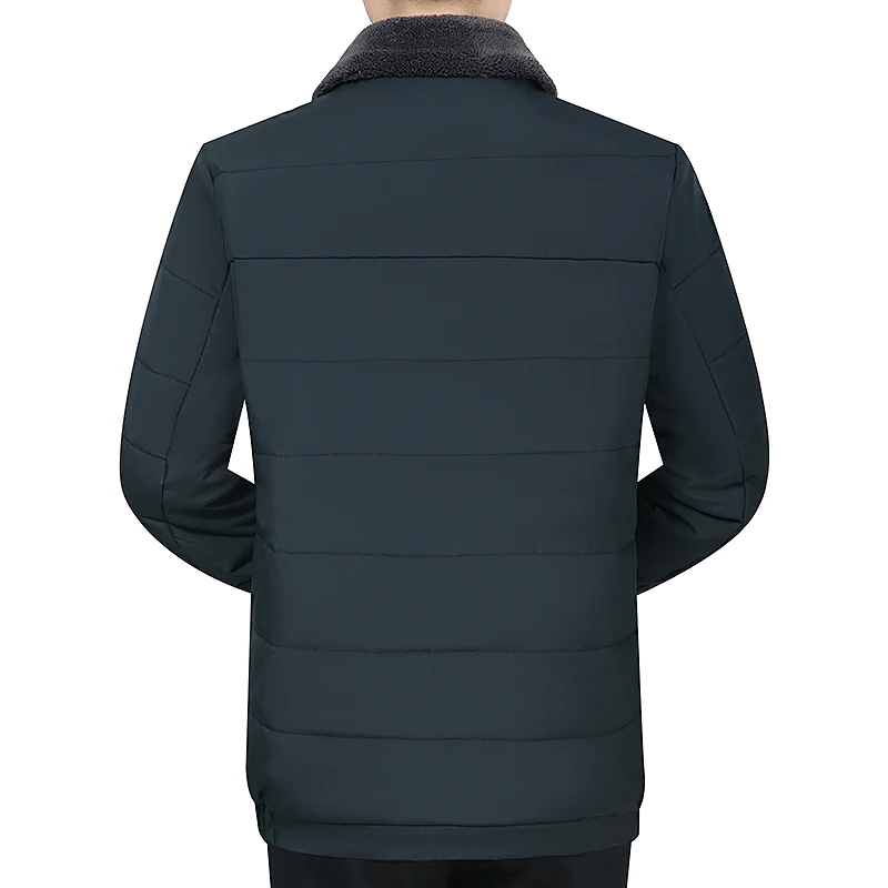 

Winter Puffer Parkas Men Navy Blue Black Puff Jacket Fur Turn Down Collar Thick Warm Quilted Basic Coat Men Padded Overcaot 4XL