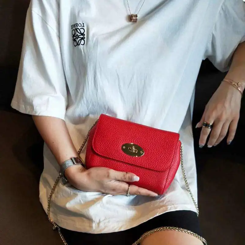 Сумка на плечо с цепочкой женская роскошная маленькая сумочка из 100% натуральной