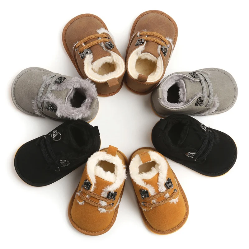 Solid Lace-Up Bayi Boots Cross-seri Musim Gugur/Musim Dingin Sepatu Bayi Untuk Bayi Hangat beludru Mewah Boots Sepatu 0-18M