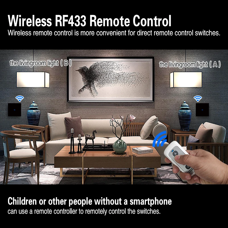 Панель UBARO из закаленного стекла 433 МГц беспроводной пульт дистанционного