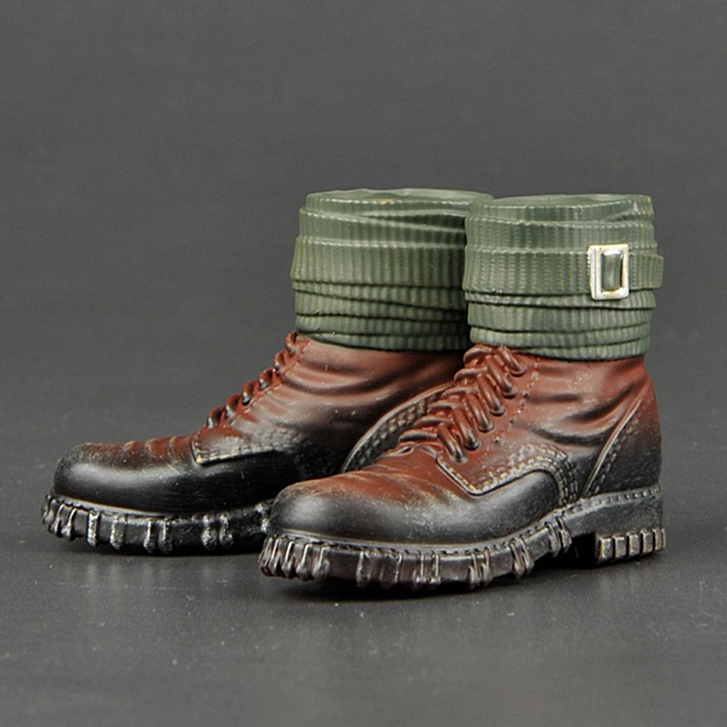 

Miniature 1:6 Scale Vinyl WWII Lace Up Handmade Army Boots 12'' Figure