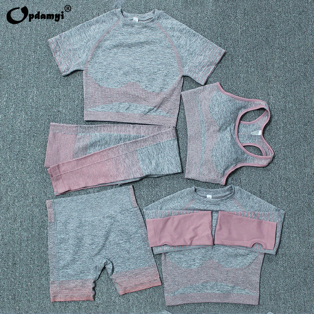 5 шт. Женский бесшовный комплект для йоги|Комплекты йоги| |