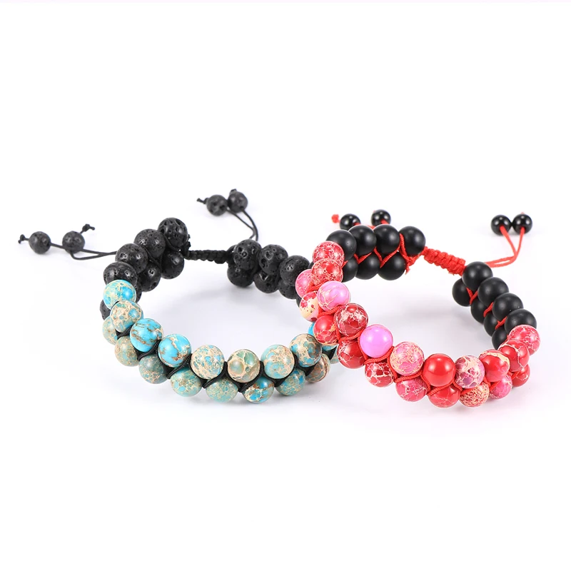 Женский ювелирный браслет из натурального камня императора индийский оникс 8 мм