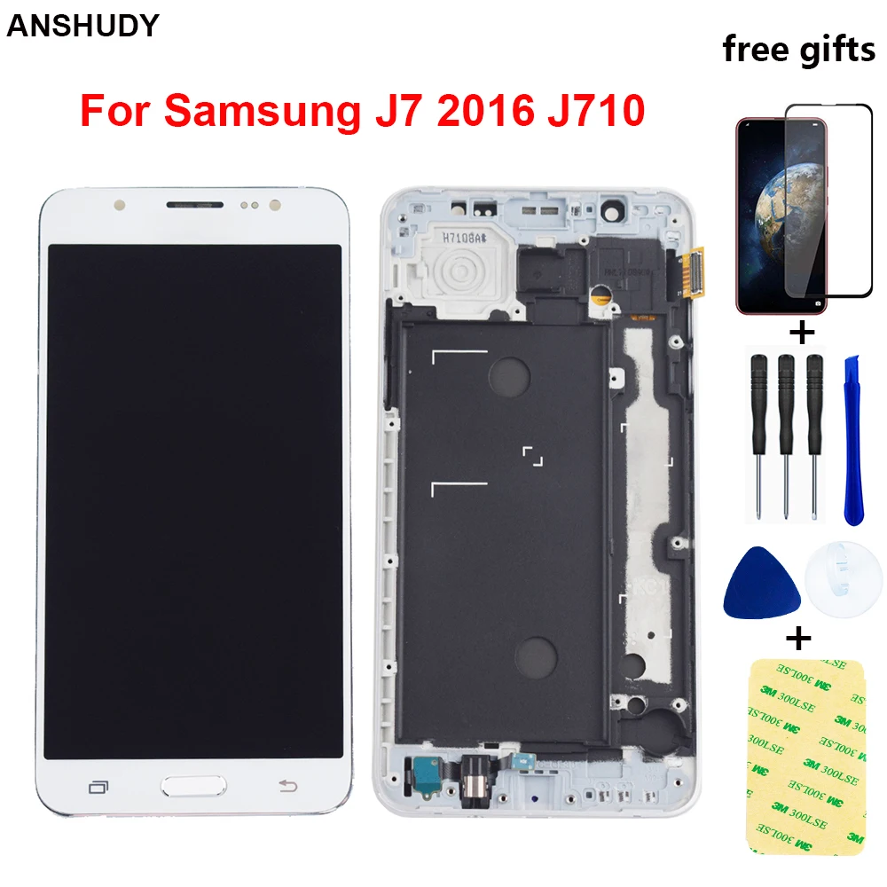 Дигитайзер сенсорного экрана в сборе с рамкой для Samsung J7 2016 ЖК дисплей J710F J710 J710M