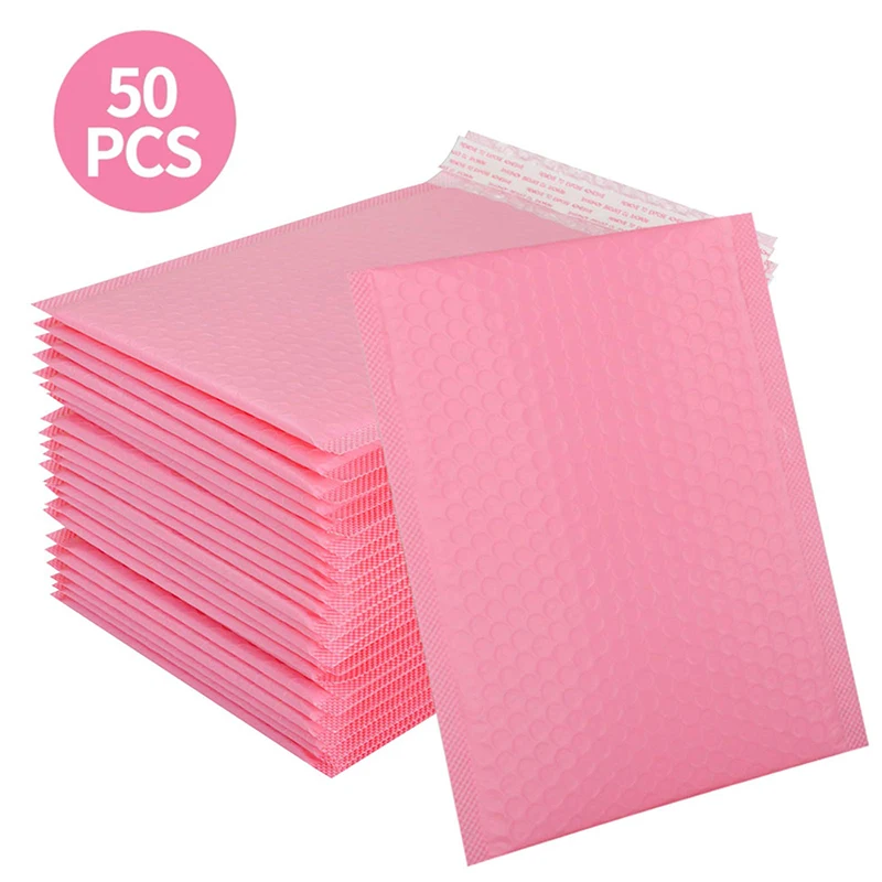 50pcs Pink Bubble Mailer Envelopes Padded Mailing Poly Mailer for Gift Packaging Self Seal Shipping Bag Padding White And Black