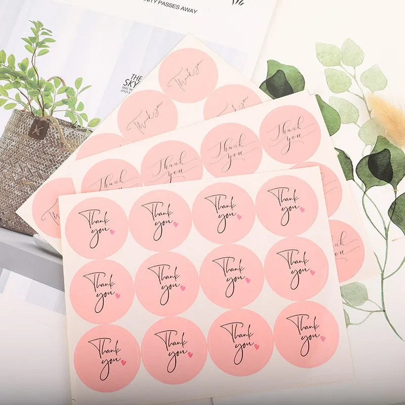 

120pcs Pink Circular Self Adhesive Kraft Seal Sticker Thank you sealing sticker for Baking Gift Label Stickers Funny DIY Work