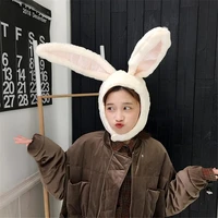 girls cute bunny hat rabbit ear earflap cap plush head warmer women kids halloween party cosplay