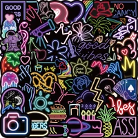 103050pcs neon light graffiti stickers aesthetic cartoon decals diy luggage skateboard laptop phone car sticker for kids toy