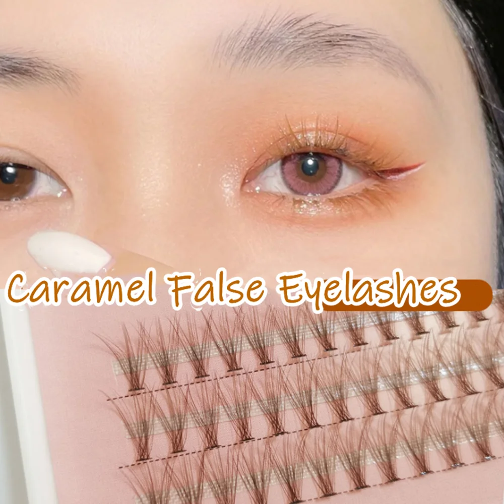 

Fashion Caramel Color False Eyelash Grafting 20 Roots Eyelashes Extension Lashes Eye Makeup Tool Brown Color wholesale