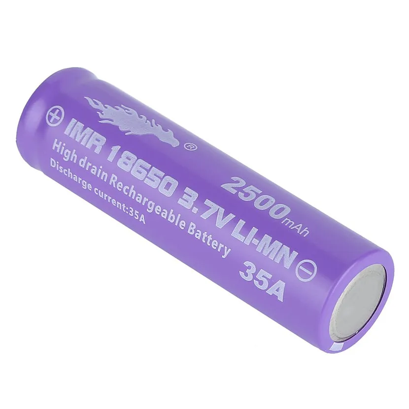 1 шт./лот 18650 LI-MN 2500 мА/ч, 3,7 V высокий поток энергии перезаряжаемый кнопка батареи топ для светодиодный фонарик Фонарь в оболочке Батарея фиолетовый