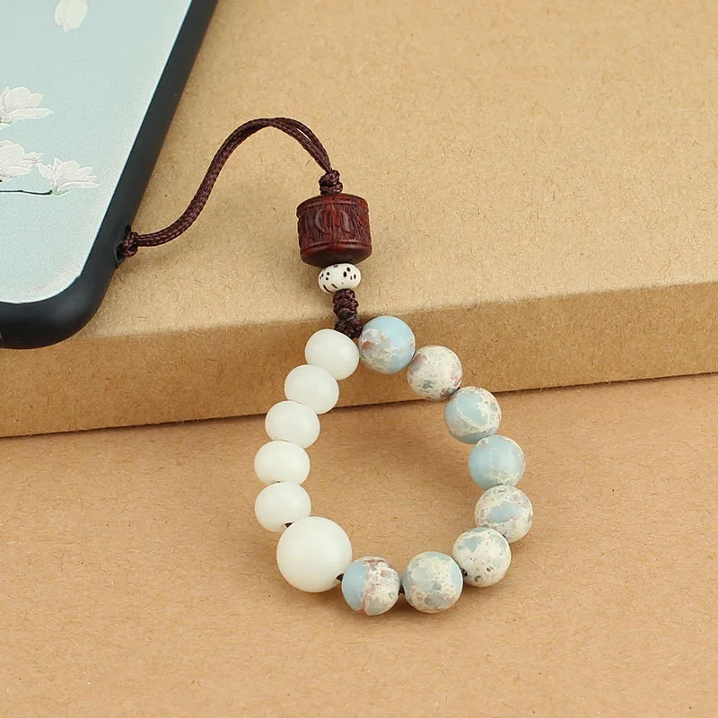 

Chinese style Bodhi lotus beads mobile phone chain short unisex mobile phone lanyard anti-lost rope personalized creative U disk