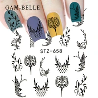 gam belle 1 sheet nail water sticker diy black abstract image nail art paper decoration manicure style tool