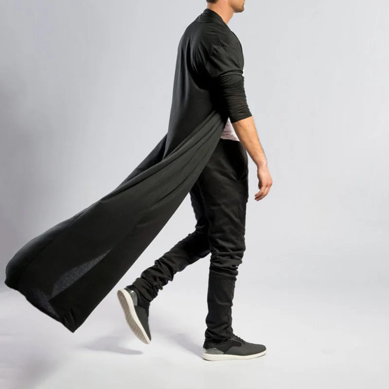 Кардиган мужской однотонный длиной до щиколотки модная верхняя одежда костюмы