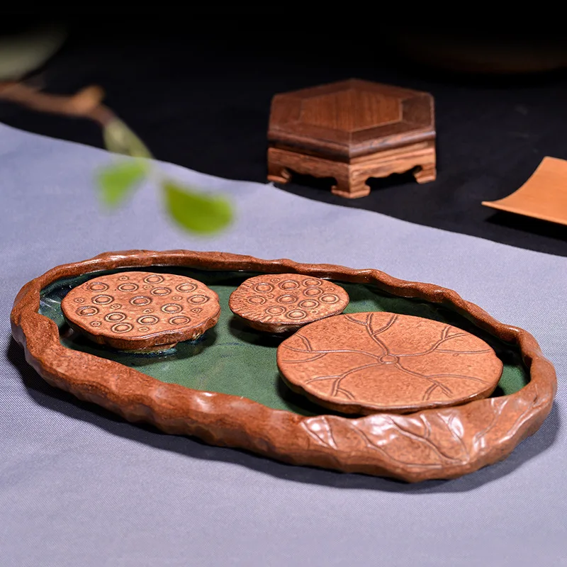 Чайный поднос новый тип необработанной керамики сухая чайная тарелка с